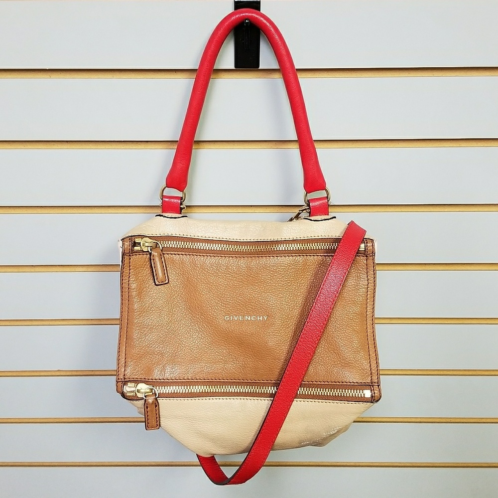 GIVENCHY Goatskin Pandora Colorblock Red w Strap